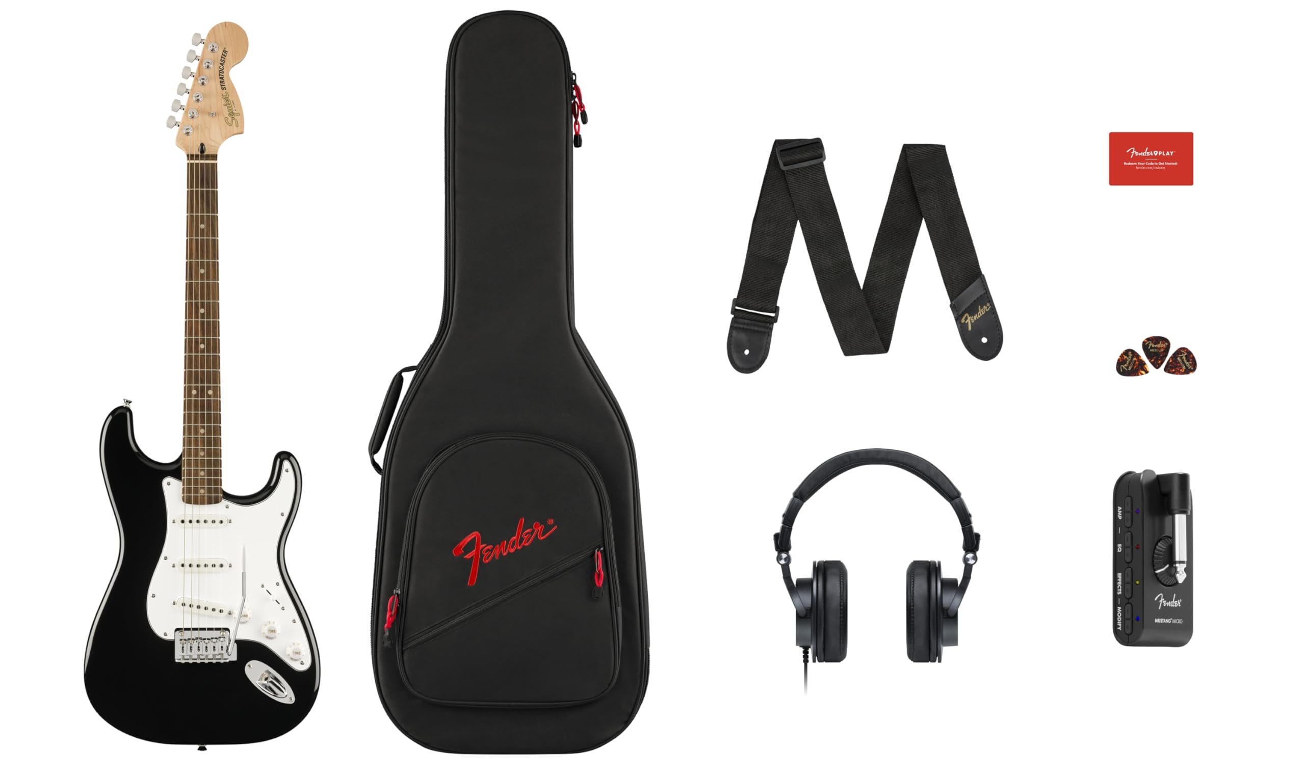 Squier Affinity Stratocaster pack with Mustang Micro