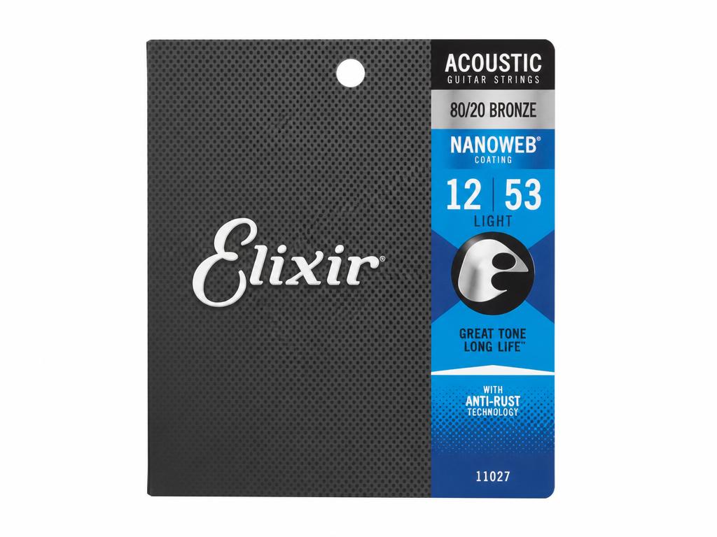 Elixir 80/20 Bronze Acoustic Guitar Strings with NANOWEB Coating
