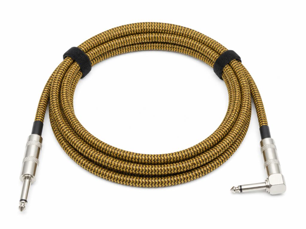 Amazon Basics Tweed Braided Instrument Cable (3 m, Straight to Right-Angle)